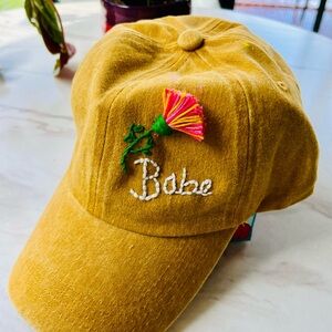 SALE “Babe” Hand-Embroidered Distresses Cotton Hat!